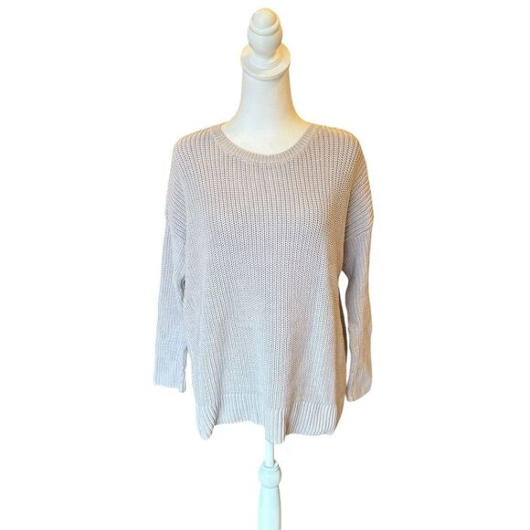 Eileen Fisher Organic Cotton Round Neck Sweater Size Small Cream Pale Purple - Picture 1 of 10